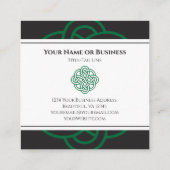 Mooie Irish Black, Green and White Celtic Knot Vierkante Visitekaartje (Achterkant)