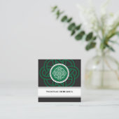 Mooie Irish Black, Green and White Celtic Knot Vierkante Visitekaartje (Staand voorkant)