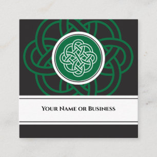 Mooie Irish Black, Green and White Celtic Knot Vierkante Visitekaartje