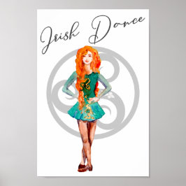Mooie Irish Dancer Hard Shoe Celtic Knot Dance Poster