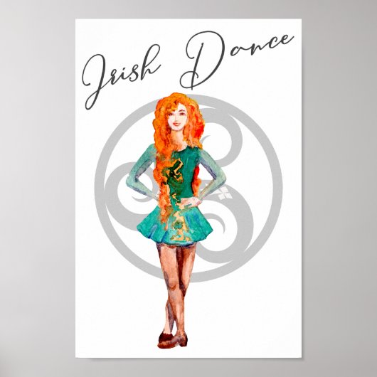 Mooie Irish Dancer Hard Shoe Celtic Knot Dance Poster (Voorkant)