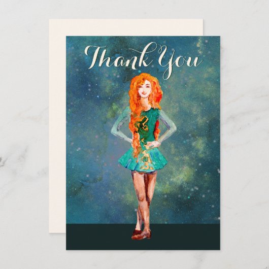 Mooie Irish Dancer Hard Shoe Dance Flat Bedankkaart (Voorkant / Achterkant)