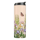 Mooie irissen, vogels en vlinders gepersonaliseerd thermosbeker (Gedraaid links)