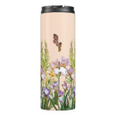 Mooie irissen, vogels en vlinders gepersonaliseerd thermosbeker (Achterkant)