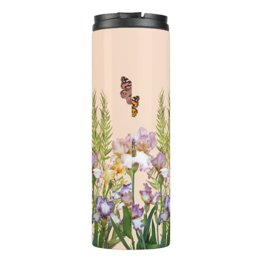 Mooie irissen, vogels en vlinders gepersonaliseerd thermosbeker (Achterkant)