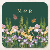Mooie irissen, vogels vlinders paar Monogram Kartonnen Onderzetters (Voorkant)