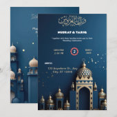 Mooie islamitische huwelijksuitnodiging kaart (Voorkant / Achterkant)
