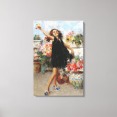 Mooie Italiaanse jonge vrouw viert overwinning Canvas Afdruk (Voorkant)