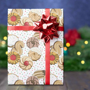 Mooie Italiaanse kerstkoekjes, rode en groene stip Cadeaupapier