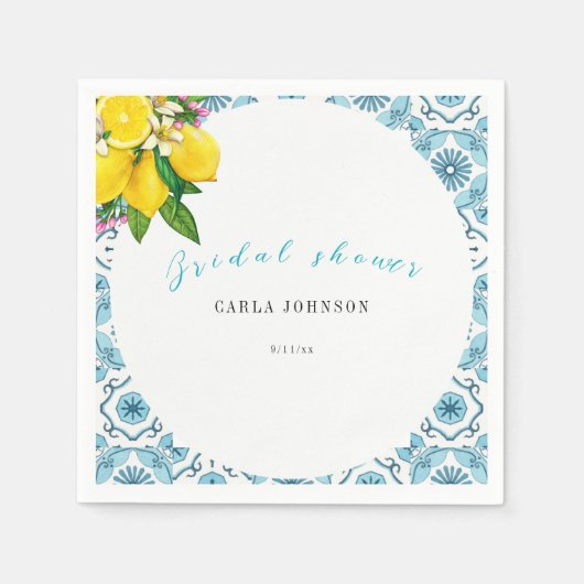 Mooie Italiaanse tegel en lime bruidsdouche Servet (Voorkant)