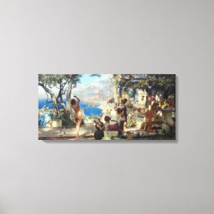 Mooie Italiaanse vrouw dansen tussen zwaarden Canvas Afdruk