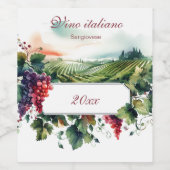 Mooie Italiaanse Wijngaard Wijnstok   Wijn Etiket (Enkel label)