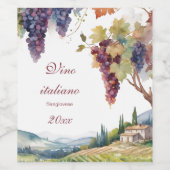 Mooie Italiaanse Wijngaard Wijnstok   Wijn Etiket (Enkel label)