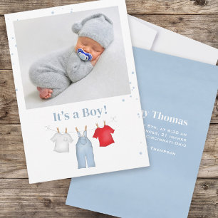 Mooie It's a Boy Waterverf Waslijn Aankondiging