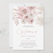 Mooie ivoor- en mosterd-Roos Bohemen-bruiloft Kaart (Voorkant)