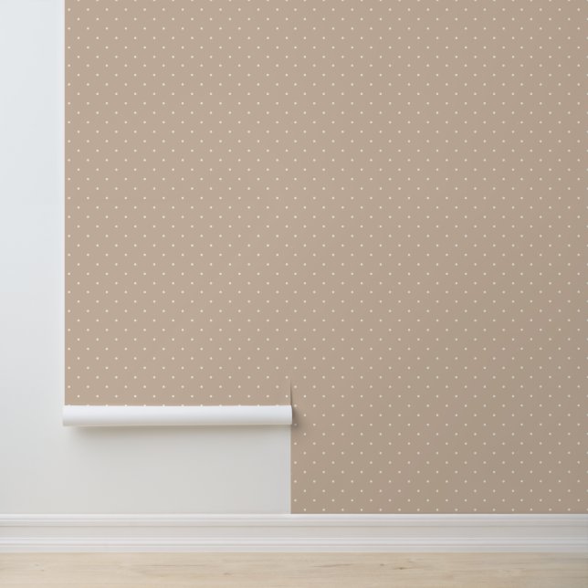 Mooie ivoorwitte stippen op beige behang (Applicatie)