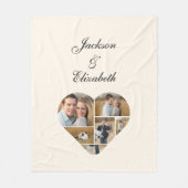 Mooie Ivoren Hart Fotocollage Gepersonaliseerd Fleece Deken (Voorkant)