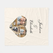 Mooie Ivoren Hart Fotocollage Gepersonaliseerd Fleece Deken (Voorkant (Horizontaal))