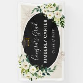 Mooie Ivory Green Floral Graduation Party Spandoek (Verticaal)