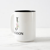 Mooie J Monogram Initiaal Tweekleurige Koffiemok (Voorkant links)