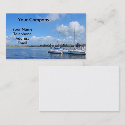 Mooie jachthaven met zeilschepen visitekaartje (Voorkant / Achterkant)