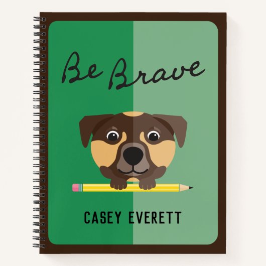 Mooie jachthond Wees dapper met potlood op groen Notitieboek (Voorkant)