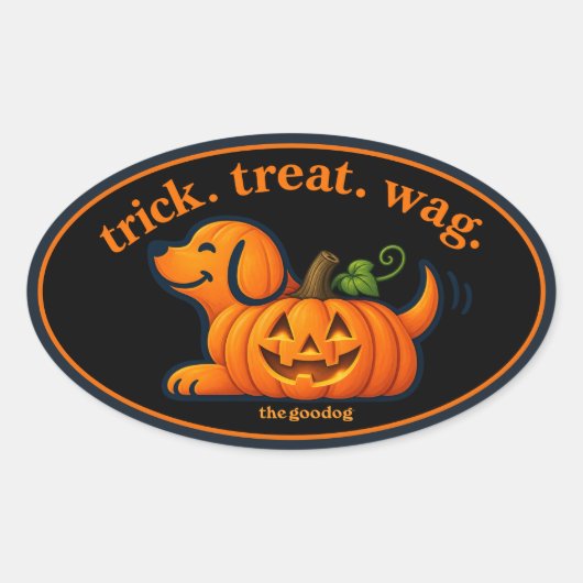 Mooie Jack-O-Lantern-hond Silhouet Ovale Sticker (Voorkant)