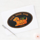 Mooie Jack-O-Lantern-hond Silhouet Ovale Sticker (Envelop)