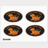 Mooie Jack-O-Lantern-hond Silhouet Ovale Sticker (Vel)
