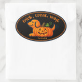 Mooie Jack-O-Lantern-hond Silhouet Ovale Sticker (Tas)