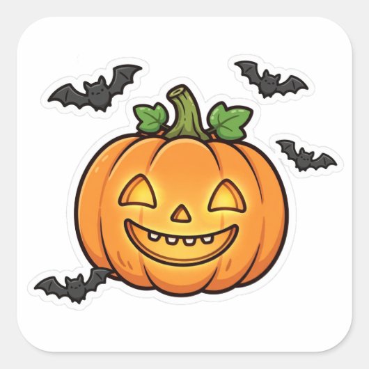 Mooie Jack O Lantern Pompoen Halloween Sticker (Voorkant)