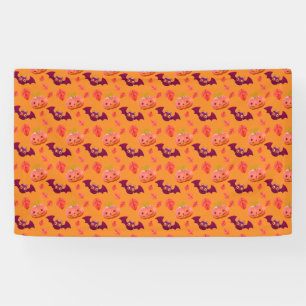 Mooie Jack-o'-Lantern & Vleermuis Patroon Oranje Spandoek