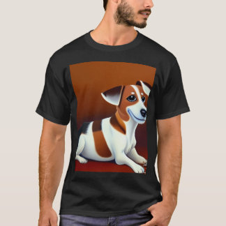 Mooie Jack Russel Cartoon Karakter Olie Schilderij T-shirt