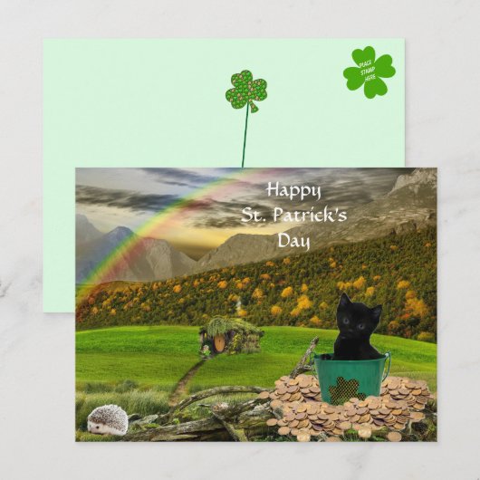 Mooie Jack The Cat's St. Patrick's Day Briefkaart (Voorkant / Achterkant)