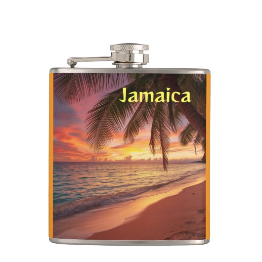 Mooie Jamaica zonsondergang Heupfles (Voorkant)