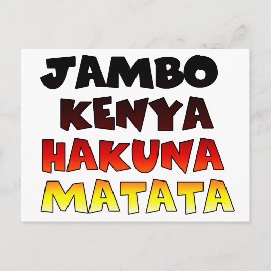 Mooie Jambo Kenia Hakuna Matata Mooie kunst Briefkaart (Voorkant)