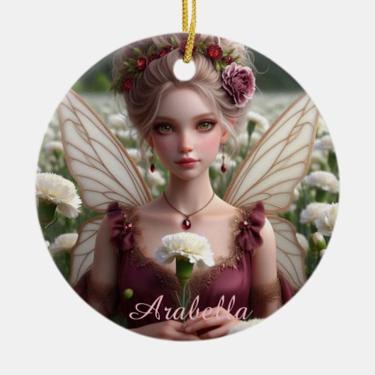 Mooie januari Fairy in Anjers Keramisch Ornament (Voorkant)