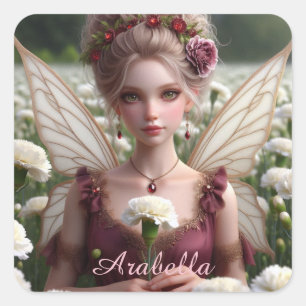 Mooie januari Fairy in Anjers Vierkante Sticker