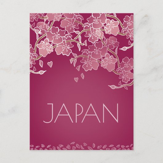 Mooie Japan Sakura Bloem Hand geïllustreerd Briefkaart (Voorkant)