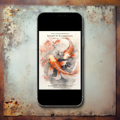 Mooie japans koi vis Sinaasappel beige bruiloft Kaart