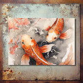 Mooie japans koi vis Sinaasappel beige bruiloft RSVP Kaartje