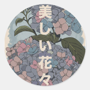 Mooie Japanse Bloemen Ronde Sticker