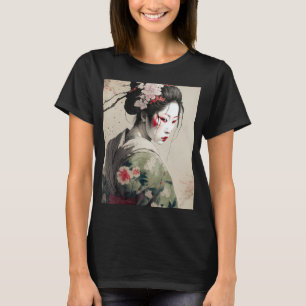 Mooie Japanse Donkere Geisha Sakura Bloesems Kim T-shirt