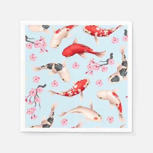Mooie Japanse Floral Koi-vis Napkins Servet (Voorkant)