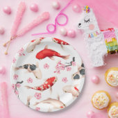 Mooie Japanse Floral Red Koi Papieren Bordje (Feest)