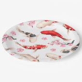 Mooie Japanse Floral Red Koi Papieren Bordje (Gekanteld)