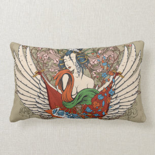 mooie japanse geisha girl angel vectorkunst kussen