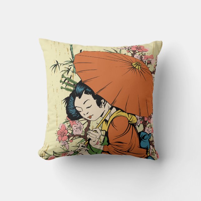 mooie Japanse geisha vector kunst Kussen (Voorkant)