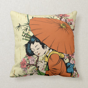 mooie Japanse geisha vector kunst Kussen