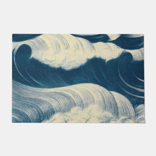 Mooie japanse golf  kunst, blauw deurmat (Voorkant)